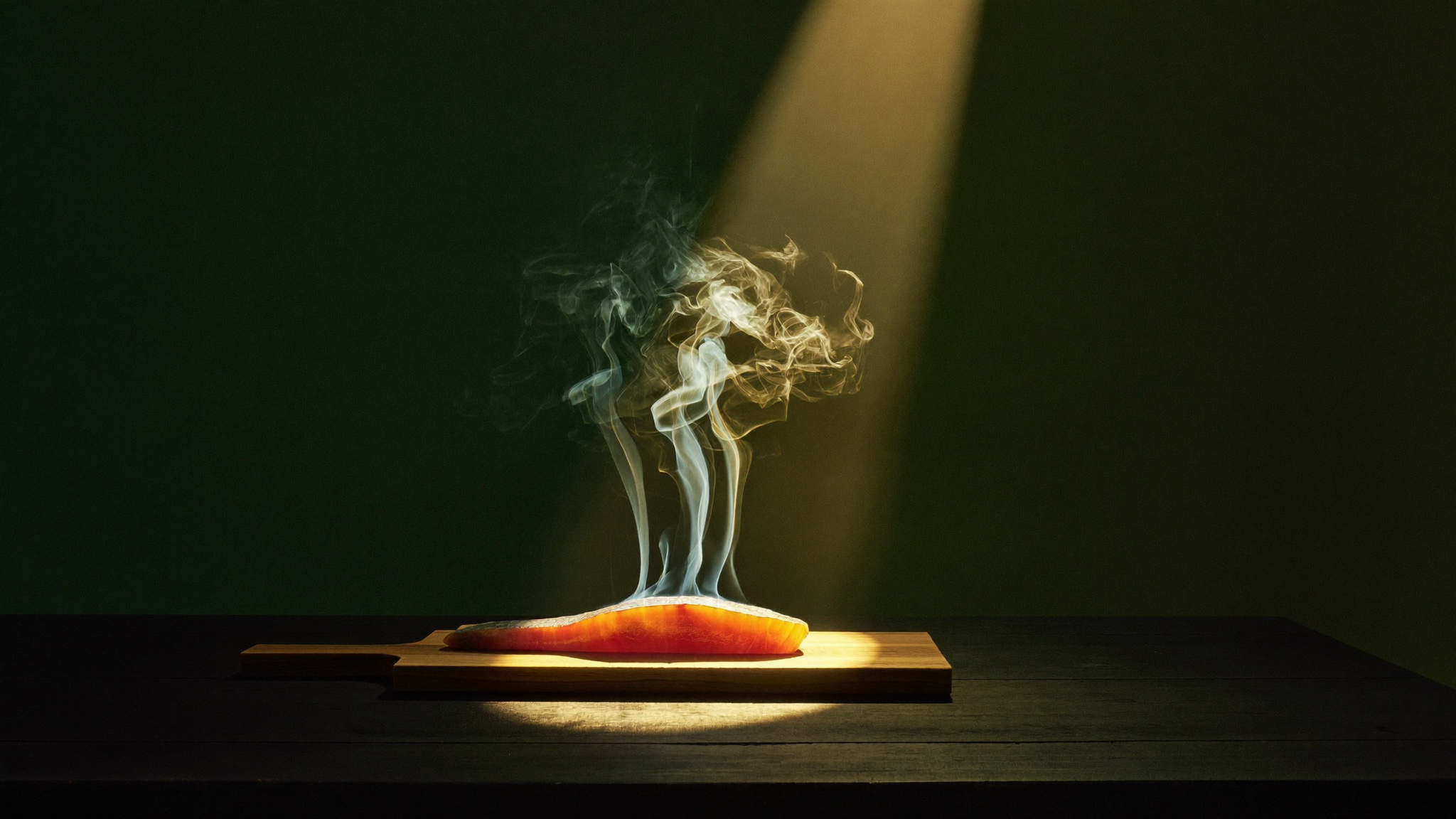 Cold smoke over cured salmon